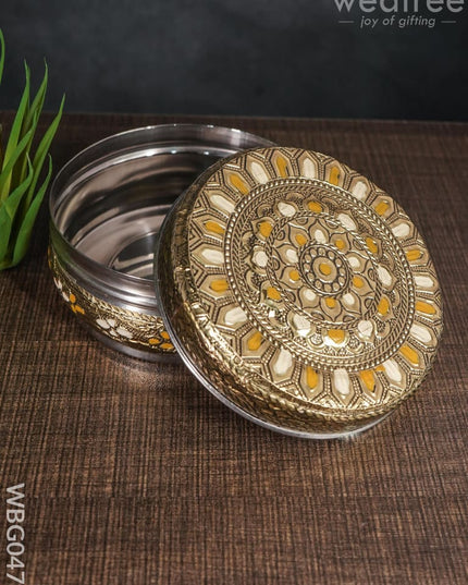Oxidised Poori Box - 4 Inches Wbg0472 Boxes