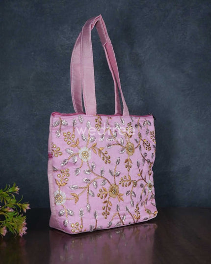 Gold With Silver Embroidery Hand Bag - Wbg0956 Bags