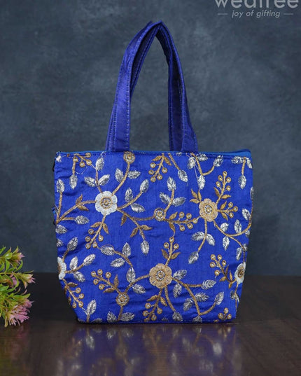 Gold With Silver Embroidery Hand Bag - Wbg0956 Bags