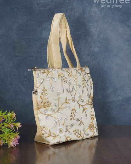 Gold With Silver Embroidery Hand Bag - Wbg0956 Bags