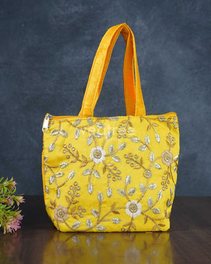 Gold With Silver Embroidery Hand Bag - Wbg0956 Bags