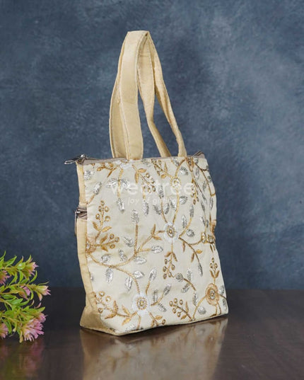 Gold With Silver Embroidery Hand Bag - Wbg0956 Bags
