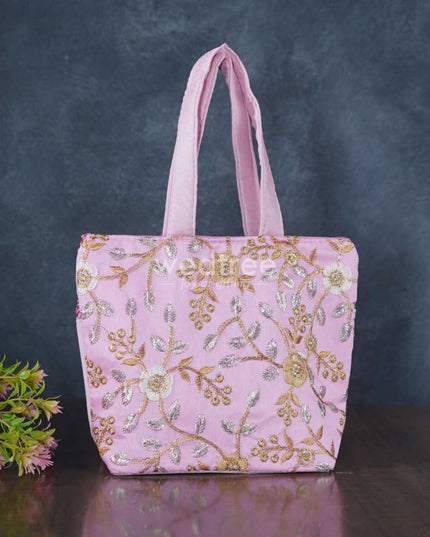 Gold With Silver Embroidery Hand Bag - Wbg0956 Bags