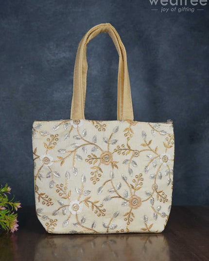 Gold With Silver Embroidery Hand Bag - Wbg0956 Bags