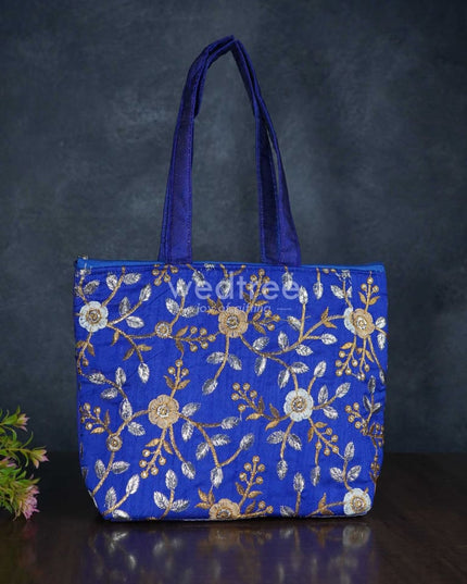 Gold With Silver Embroidery Hand Bag - Wbg0956 Bags