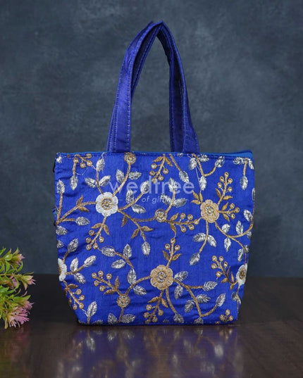 Gold With Silver Embroidery Hand Bag - Wbg0956 Bags