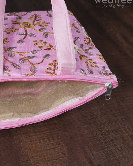 Gold With Silver Embroidery Hand Bag - Wbg0956 Bags