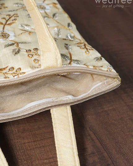 Gold With Silver Embroidery Hand Bag - Wbg0956 Bags
