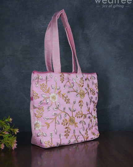 Gold With Silver Embroidery Hand Bag - Wbg0956 Bags