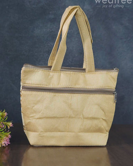 Gold With Silver Embroidery Hand Bag - Wbg0956 Bags