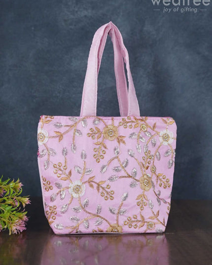 Gold With Silver Embroidery Hand Bag - Wbg0956 Bags
