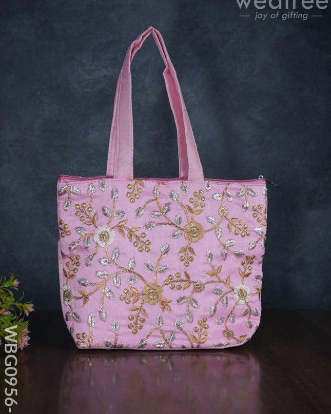 Gold With Silver Embroidery Hand Bag - Wbg0956 Big Bags