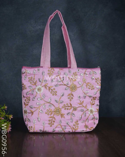 Gold With Silver Embroidery Hand Bag - Wbg0956 Big Bags