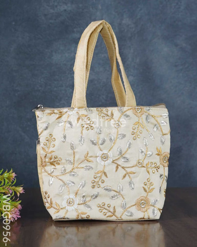 Gold With Silver Embroidery Hand Bag - Wbg0956 Small Bags