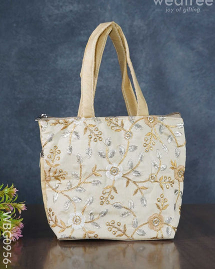 Gold With Silver Embroidery Hand Bag - Wbg0956 Small Bags