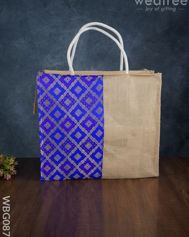 Golden Brocade Design Jute Bag - 14.5 Inch Wbg0875 Bags