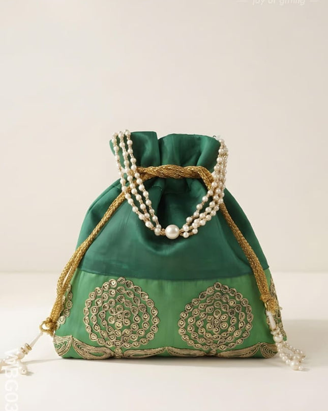 Golden Embroided Potli Bag - WBG0321 - Potli Bags