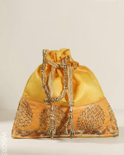 Golden Embroided Potli Bag - WBG0321 - Potli Bags