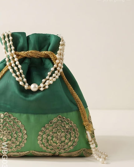 Golden Embroided Potli Bag - WBG0321 - Potli Bags