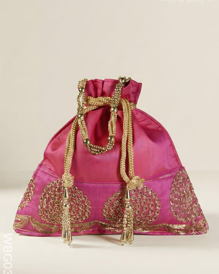 Golden Embroided Potli Bag - WBG0321 - Potli Bags
