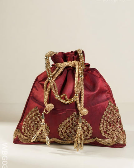 Golden Embroided Potli Bag - WBG0321 - Potli Bags