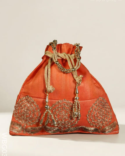 Golden Embroided Potli Bag - WBG0321 - Potli Bags