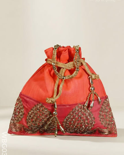 Golden Embroided Potli Bag - WBG0321 - Potli Bags
