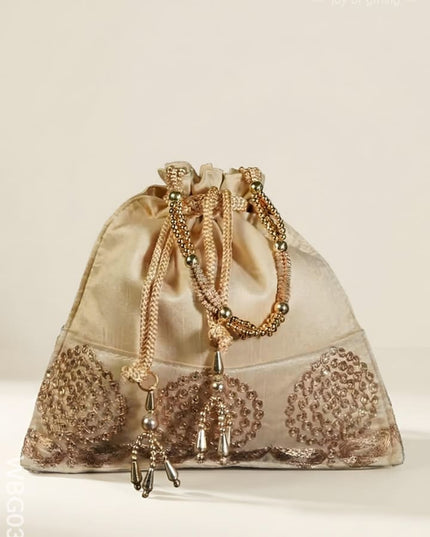 Golden Embroided Potli Bag - WBG0321 - Potli Bags