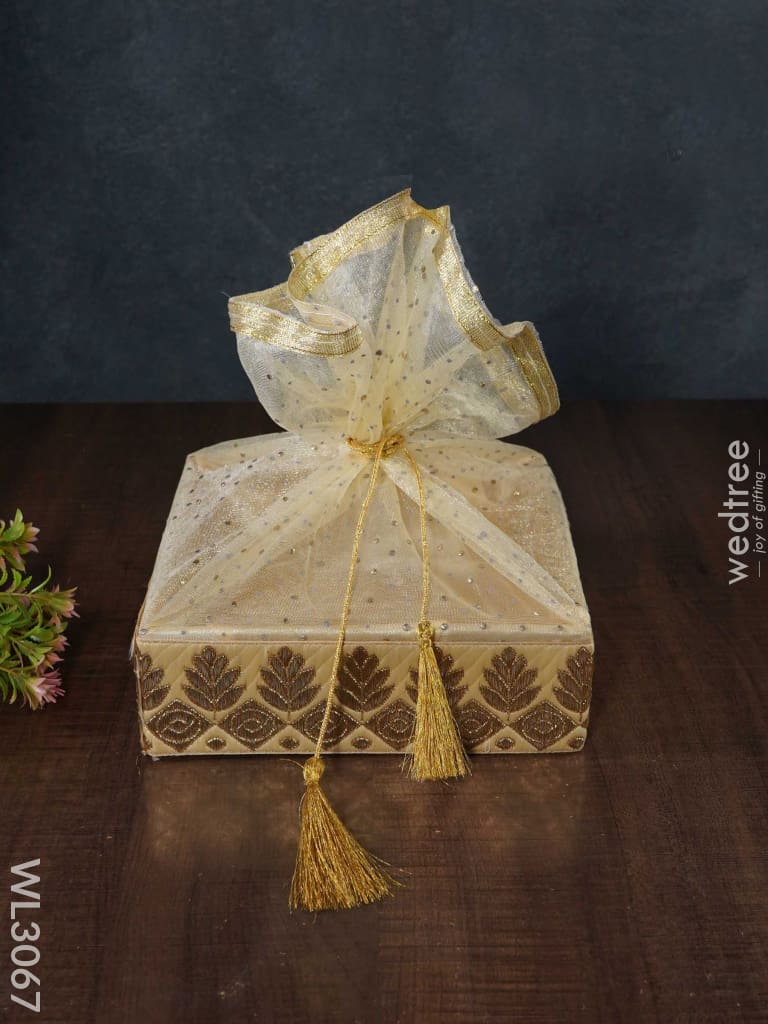 Golden Embroidered Trousseau Baskets - Set Of 3 Wl3067 Wedding Essentials