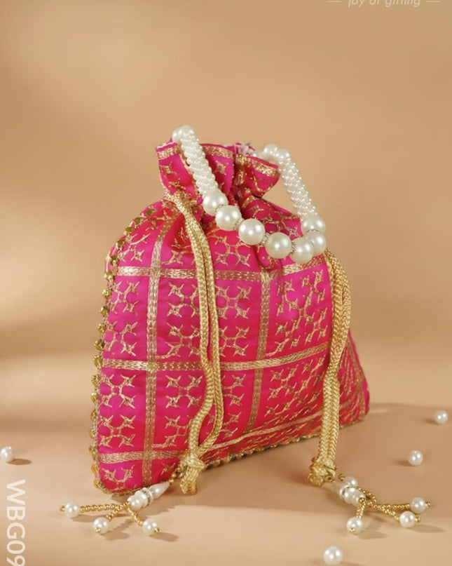 Golden Embroidery Design Potli Bag - WBG0950 - Potli Bags
