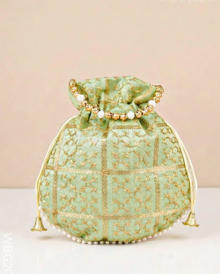 Golden Embroidery Design Potli Bag - WBG2000 - Potli Bags