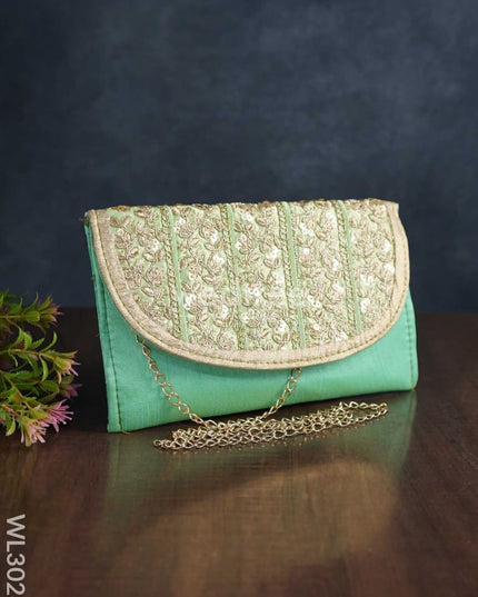 Golden Embroidery Sling Bag With Zardosi Work - Wl3028 Bags