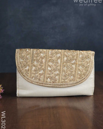 Golden Embroidery Sling Bag With Zardosi Work - Wl3028 Bags