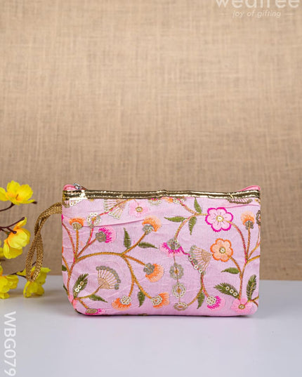 Golden Floral Embroidered Purse - WBG0797 - Clutches & Purses