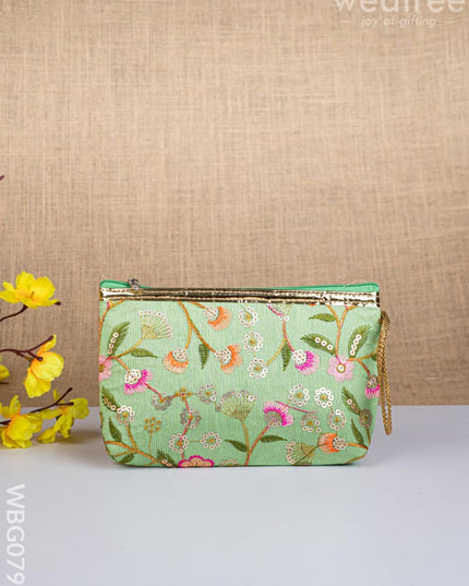 Golden Floral Embroidered Purse - WBG0797 - Clutches & Purses
