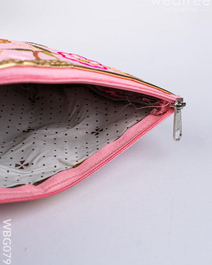 Golden Floral Embroidered Purse - WBG0797 - Clutches & Purses