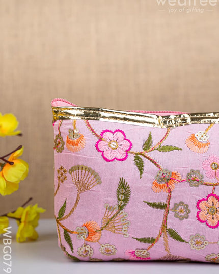 Golden Floral Embroidered Purse - WBG0797 - Clutches & Purses