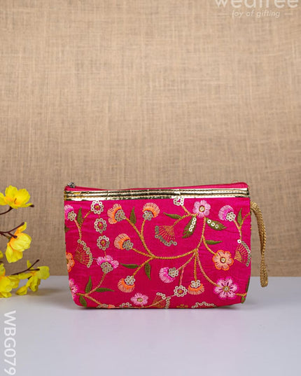 Golden Floral Embroidered Purse - WBG0797 - Clutches & Purses