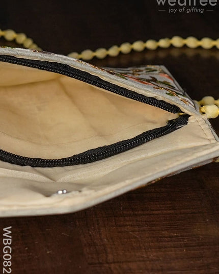 Golden Floral Embroidery Sling Bag - Wbg0828 Clutches & Purses