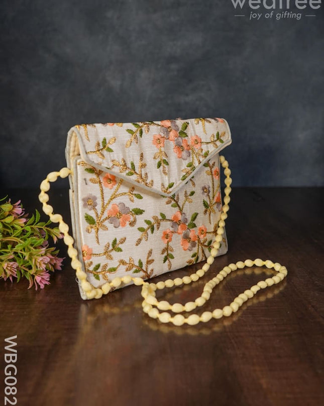 Golden Floral Embroidery Sling Bag - Wbg0828 Clutches & Purses