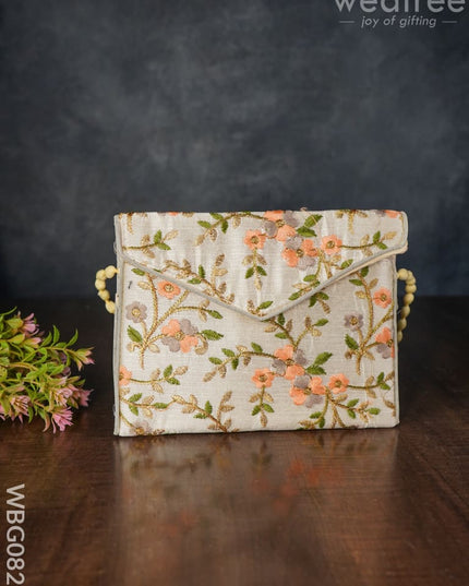 Golden Floral Embroidery Sling Bag - Wbg0828 Clutches & Purses