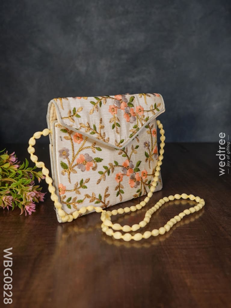 Golden Floral Embroidery Sling Bag - Wbg0828 Clutches & Purses