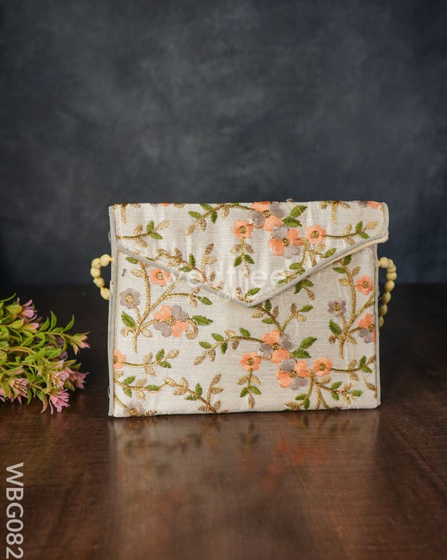 Golden Floral Embroidery Sling Bag - Wbg0828 Clutches & Purses