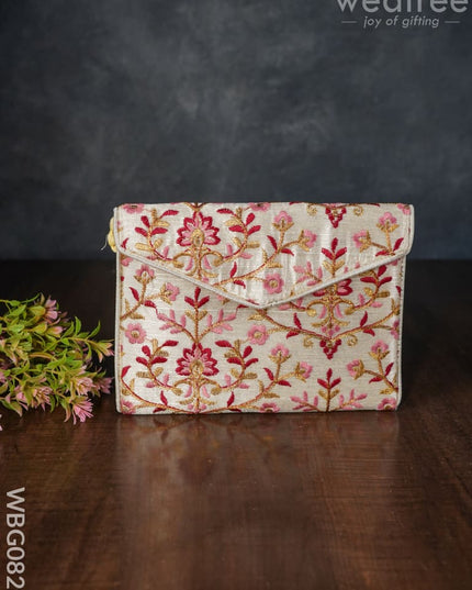 Golden Floral Embroidery Sling Bag - Wbg0828 Clutches & Purses