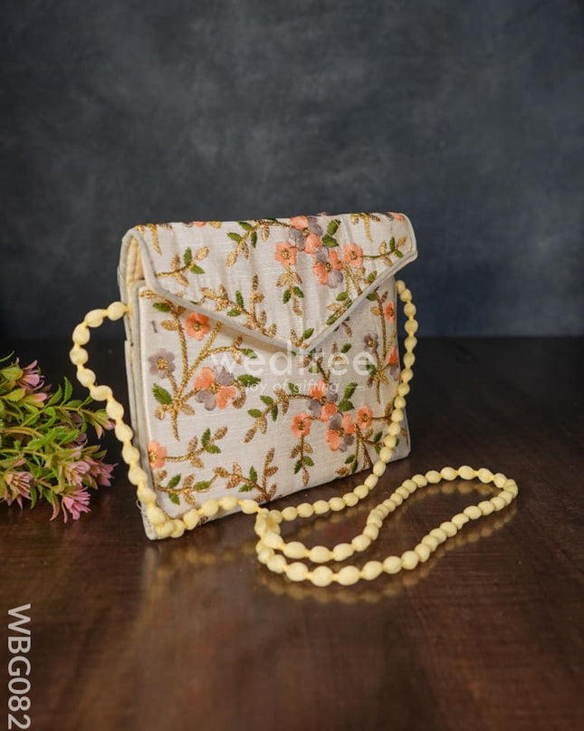 Golden Floral Embroidery Sling Bag - Wbg0828 Clutches & Purses