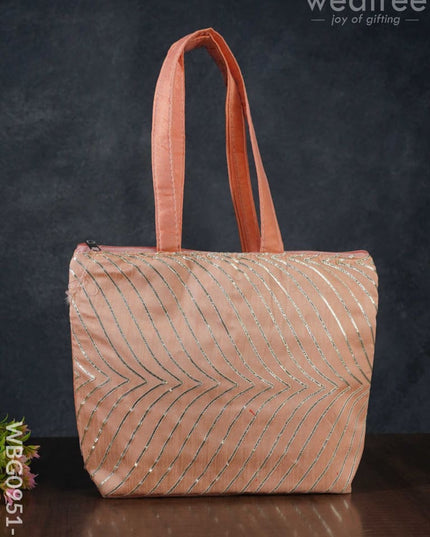 Golden Lace Work Hand Bag - (10X8) Wbg0951 Bags