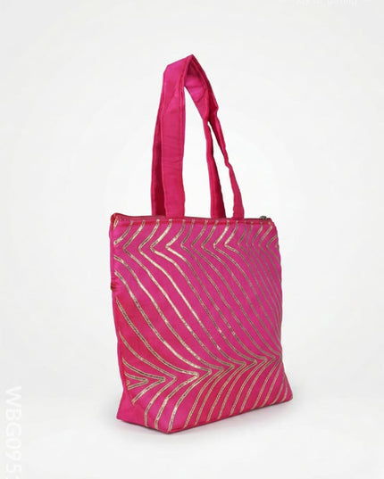 Golden Lace Work Hand Bag - (12x9) - WBG0951-2 - Hand Bags