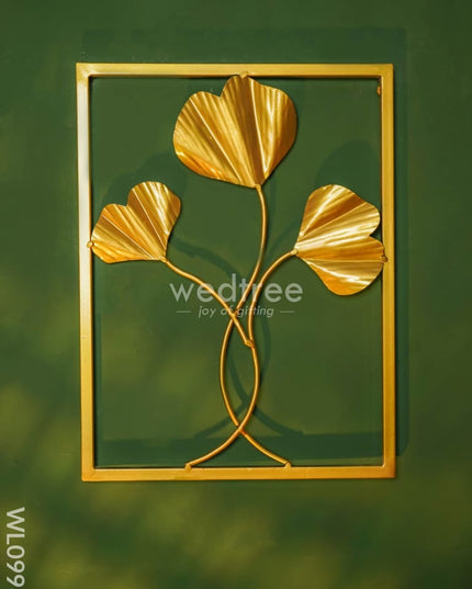 Golden Leaf Metal Wall Hanging (Set Of 2) - Wl0998 Decor