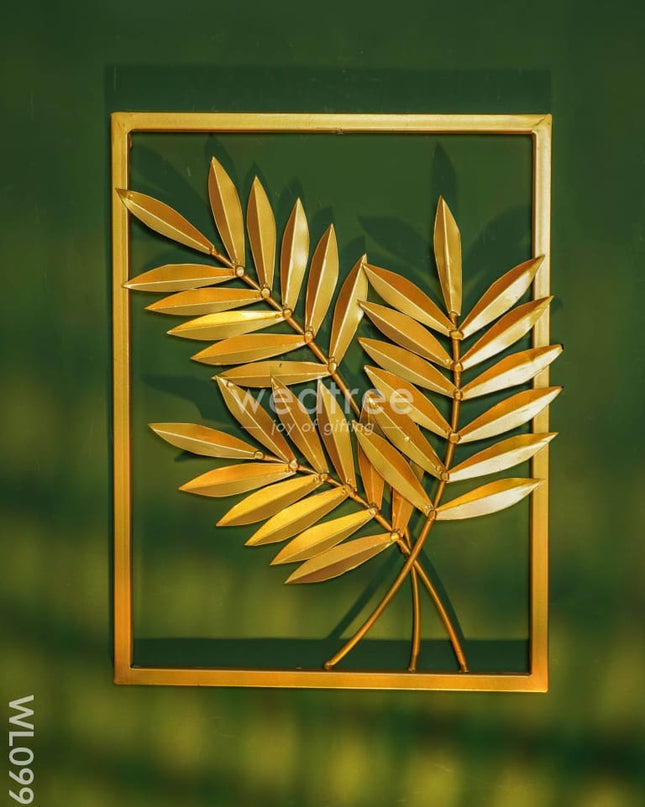 Golden Leaf Metal Wall Hanging (Set Of 2) - Wl0998 Decor