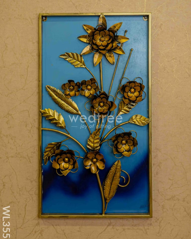 Golden Leaf With Mdf Base Wall Hanging Frame - Wl3553 Metal Decor